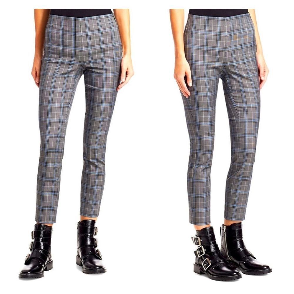 Rag & Bone Simone with Yoke Gray Blue Plaid trouser pants sz 4